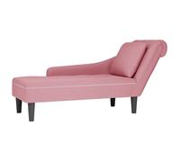 Meridienne salon-Fauteuil long - avec coussin - et accoudoir droit rose velours - Fauteuil relax@597221