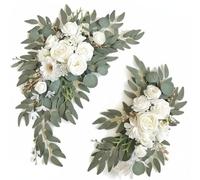 MERIGLARE Bouquet Artificiel Composition Florale Guirlande Décorative Arrangement de Fleurs en Soie Imitation Couleurs Durables Toucher Doux Adapté aux Arches, Blanc