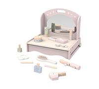 MERIGLARE Coiffeuse En Bois pour Jeux D'imitation, Kit de Maquillage, Coffret de Maquillage pour Enfants, Table de Jeu, Cadeau Idéal pour Les Jeux de Rôle