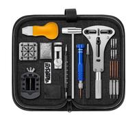 MERIGLARE Kit Réparation Montre Outils Brucelles Tournevis Chasse-goupilles Ouverture Fond Coffret de Rangement en Fer avec Compartiments Adapté aux Horlogers
