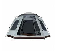 MERIGLARE Outdoor Shelter Tente Hexagonale Abri Pavillon Auvent Ouverture Rapide Toile Oxford Épaisse en Fibre Étanche 1500 à 2000, Blanc Cassé, Blanc Cassé Et Argenté, Grande 240 240 155CM