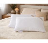 Merino Wool 2 x oreillers Laine mérinos + Housse en Coton Naturel Woolmark certifié Hypoallergénique 2 x Wool Pillow (45_x_70_cm)