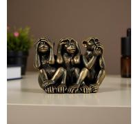 MeritMode Statuette de trois singes de la sagesse, aspect bronze, décoration « See No Evil Decor »