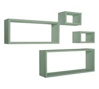 MERLINO Lot de 4 étagères murales - armoire murale - étagère murale, étagère murale, 75 x 30, 60 x 25 et 2 de 25 x 15 cm, vert eau marine - Fabriqué en Italie