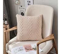 MEROPE Housse de coussin en tricot acrylique à chevrons, 50 x 50 cm, blanc, lot de 1