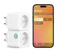 Meross 16A Prise Connectée (Type E) avec Mesure de Consommation Électrique | Smart Plug Compatible avec Apple HomeKit, Alexa et Google Home, lot de 2 prises avec Commande Vocale, Contrôle à Distance
