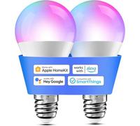 meross Ampoule Connectée, Ampoule E27 Compatible avec HomeKit, Alexa, 2 pcs | Ampoule LED WiFi avec Google Home, Commande à distance et commande vocale, Multi-couleurs Dimmable, 2700K-6500K