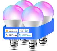 meross Ampoule Connectée, Ampoule E27 Compatible avec HomeKit, Alexa, 4 pcs | Ampoule LED WiFi avec Google Home, Multi-couleurs Dimmable, Commande à distance et commande vocale, 2700K-6500K