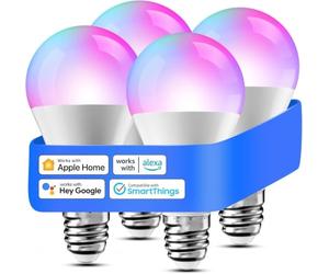 meross Ampoule Connectée, Ampoule E27 Compatible avec HomeKit, Alexa, 4 pcs | Ampoule LED WiFi avec Google Home, Multi-couleurs Dimmable, Commande à distance et commande vocale, 2700K-6500K