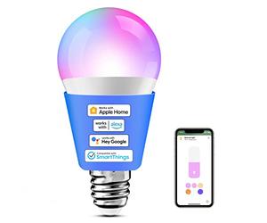 Meross Ampoule Connectée, Ampoule WiFi Compatible avec Apple HomeKit, Alexa | Ampoule E27 LED avec Google Home, 2700K-6500K RGBWW, Dimmable Multicolore
