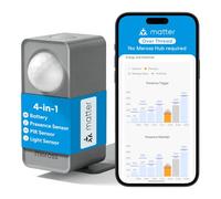 Meross Detecteur de Presence Matter Over Thread, Détecteur de Mouvement et de Présence mmWave + PIR + Lumière, Détection en 3 Zones, Compatible Home Assistant, HomeKit, Alexa et Google Home