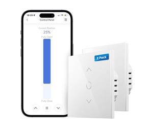 Meross Interrupteur Volet Roulant Connecté (FIL NEUTRE REQUIS), Lot de 2 Interrupteur de Rideau Compatible avec Alexa et Google Home, Contrôle de Pourcentage, Commande Vocale et Contrôle à Distance