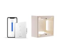 Meross Interrupteur WiFi pour Volet Roulant (FIL NEUTRE REQUIS), Interrupteur Tactile & Zenitech Cadre saillie 80 x 80 x 40 entraxe 60 mm blanc