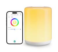 Meross Lampe de Chevet Connectée, Lampe d'Ambiance Intelligente Compatible avec Apple HomeKit, Alexa et Google Home, RGBWW Veilleuse LED Dimmable avec Commande Vocale et Contrôle à Distance