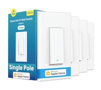 meross Lot de 4 interrupteurs intelligents compatibles avec Apple HomeKit, Siri, Alexa, Google Assistant et SmartThings, interrupteur unipolaire, câble neutre nécessaire, programme à distance, Wi-Fi