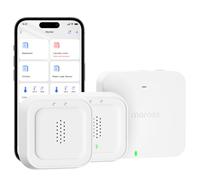 Meross Matter Détecteur de Fuite d'eau Connecté,2 Pièce avec MSH450, 100dB | Capteur de Fuite d'eau Wi-FI Détection 0,3 mm, 100dB Sensor & APP & Hub-Alarm, pour la Cuisine, Salle de Bains et Cantine