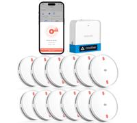 Meross Matter Détecteur de fumée connecté avec Hub, 12 kits | Intelligente Alarme Incendie WIFI, LED rouge d’évacuation, notifications via App, Alexa, Apple Home, Home Assistant, EN14604