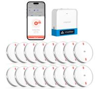Meross Matter Détecteur de fumée connecté avec Hub, 16 kits | Intelligente Alarme Incendie WIFI, LED rouge d’évacuation, notifications via App, Alexa, Apple Home, Home Assistant, EN14604