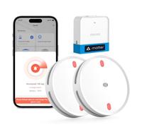 Meross Matter Détecteur de fumée connecté avec Hub, 2 kits | Intelligente Alarme Incendie WIFI, LED rouge d’évacuation, notifications via App, Alexa, Apple Home, Home Assistant, EN14604