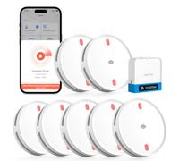 Meross Matter Détecteur de fumée connecté avec Hub, 7 kits | Intelligente Alarme Incendie WIFI, LED rouge d’évacuation, notifications via App, Alexa, Apple Home, Home Assistant, EN14604