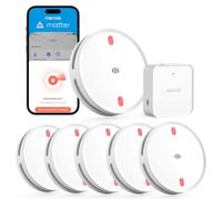 Meross Matter Détecteur de fumée connecté avec Hub MSH450, système d’Alarme Incendie Intelligent WiFi avec App, LED Rouge d’évacuation, avec Apple Home, Home Assistant, Conforme EN14604, 6 Pièces