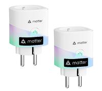 Meross Matter Prise Connectée (Type F), 16A Prise WiFi Compatible avec Apple Home, Alexa et Google Home, Lot de 2 Plug avec Mesure de Consommation d'Énergie pour Panneau Solaire Photovoltaïque