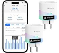 meross Matter Prise Connectée Type F avec Suivi de Consommation, 16A, Mini | Prise WiFi Compatible Apple Home, Alexa et Google Home, Économie d’Énergie et Contrôle à Distance, 5x5x4.6cm, 3840W, 2,4GHz
