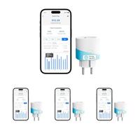 Meross Prise Connectée Mini (Type F), 16A Prise WiFi Compatible avec Alexa et Google Home, Plug avec Mesure de Consommation d'Énergie, Commande Vocale, Contrôle à Distance et Configuration Bluetooth