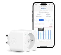 Meross Prise Connectée (Type E), 16A Prise WiFi Compatible avec Alexa et Google Home, Prise Consommation Électrique Intelligente avec Commande Vocale, Contrôle à Distance et Configuration Bluetooth