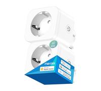 Meross Prise Connectée WiFi (Type F), Suivi de consommation, Smart Plug, Prises Connectées 16A et Intelligentes compatible avec HomeKit, Alexa, Google Home, SmartThings, 2 Pièces