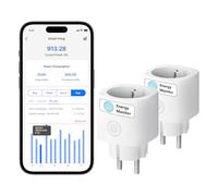 Meross Prise Intelligente (Type E), 2pcs WiFi Mini Compatible avec Alexa, Google Home et SmartThings, Prise 16A avec Mesure de la Consommation d'énergie pour Panneau Solaire Photovoltaïque