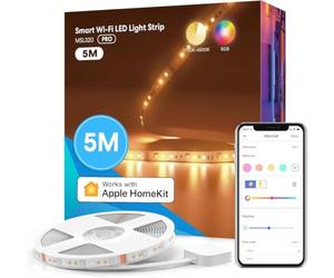 Meross Ruban Led Connecté 5M, Compatible avec HomeKit, Alexa Et Google Home | Pour Led Tv, Luminaires Intérieur, Lampe Salon, Reglette Led Cuisine, Decoration Noel, RGBWW, 2700K-6500K