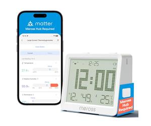 Meross Thermomètre Hygromètre Connecté WiFi (HUB REQUIS), Moniteur de Température et d’Humidité Compatible avec Apple Home, Alexa et Google Home, Surveillance à Distance et Notification d’Alarme