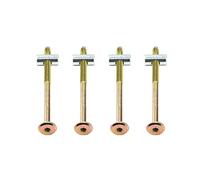 Merriway BH06806 Lot de 4 boulons de meubles à tête hexagonale BZP avec écrous à barillet M6 x 150 mm