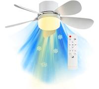 Merrwon Ventilateur Plafond avec Lumiere,Ceiling Fan with Light,Ventilateur de Plafond avec Lumière et Telecommande, E27/E26 Lampe de Ventilateur LED Dimmable Plafonnier Timing,3 Vitesses