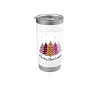 Merry Christmas Arbre rose léopard plaid blanchi femmes filles Gobelet isotherme en acier inoxydable double paroi