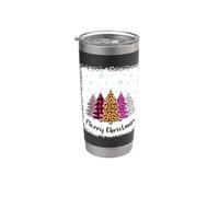 Merry Christmas Arbre rose léopard plaid blanchi femmes filles Gobelet isotherme en acier inoxydable double paroi