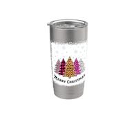 Merry Christmas Arbre rose léopard plaid blanchi femmes filles Gobelet isotherme en acier inoxydable double paroi