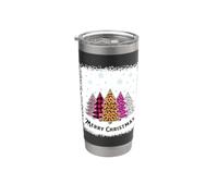 Merry Christmas Arbre rose léopard plaid blanchi femmes filles Gobelet isotherme en acier inoxydable double paroi