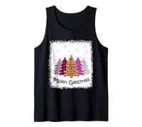 Merry Christmas Tree Léopard Plaid Blanchi Chemise Femme Fille Débardeur