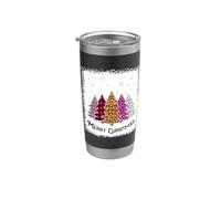 Merry Christmas Tree Léopard Plaid Blanchi Chemise Femme Fille Gobelet isotherme en acier inoxydable double paroi