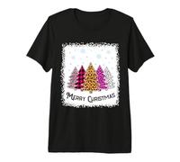 Merry Christmas Tree Léopard Plaid Blanchi Chemise Femme Fille T-Shirt Haut de Gamme