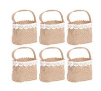 MERRYHAPY 6 Paquet à Bonbons en Lin Marron pour Mariage et Fête, Élégant et Portable, Contenant 6 Pièces, pour Décoration et Emballage de Dragees