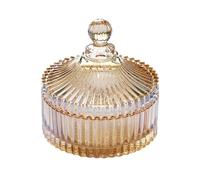 MERRYHAPY Bonbonnière en Verre Cristal Ronde Jaune, boîte de Rangement pour collations, Ambiance élégante et Artisanat de qualité pour Boutique ou décoration Maison