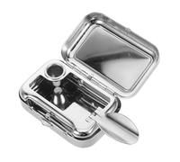 MERRYHAPY Cendrier de Camping Métallique Portable avec Couvercle et Éteignoir, Boîte Rectangulaire Compacte pour Cigarette et Cigare, Usage Extérieur Voiture et Jardin