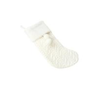 MERRYHAPY Chaussette de Noël en Laine Tricotée Blanche Élégante à Suspendre pour Décoration de Porte ou Garage Pochette de Rangement pour Bonbons et Chocolats