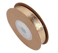 MERRYHAPY Ruban Imprimé Doré pour Loisirs Créatifs et Décorations de Noël, Tissu en Satin 10m Facile à Couper Motif Flocon pour Fête DIY