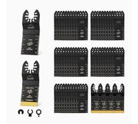 Merryland 57 Pcs Lame Oscillante Bois Métal 35 mm Lame Outil Multifonction | 50 Pcs HCS & 4 Pcs Titane Bi-métal Lame Scie Oscillante 35 mm Bois Métal, 3 Pcs Adaptateurs, OMTAA057D1