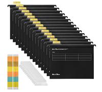 MerryNine Lot de 15 dossiers suspendus en polypropylène avec onglets et inserts de cartes pour l'école, la maison, le travail, le bureau **Vérifiez la taille avant de commander (noir)