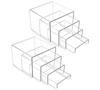 MerryNine Lot de 8 rehausseurs en acrylique transparent à 4 niveaux, support multifonction en acrylique transparent pour cupcakes, cosmétiques, objets de collection (Carré)